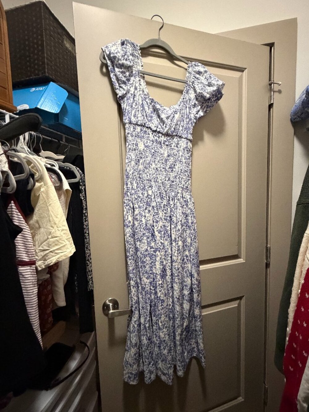 Reformation Riva Smocked Puff Sleeve Midi Dress - Picture 2 of 4